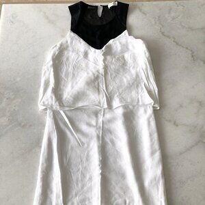 Sandro Paris White dress with black neckline sleeveless dress (size 1) silk yoke
